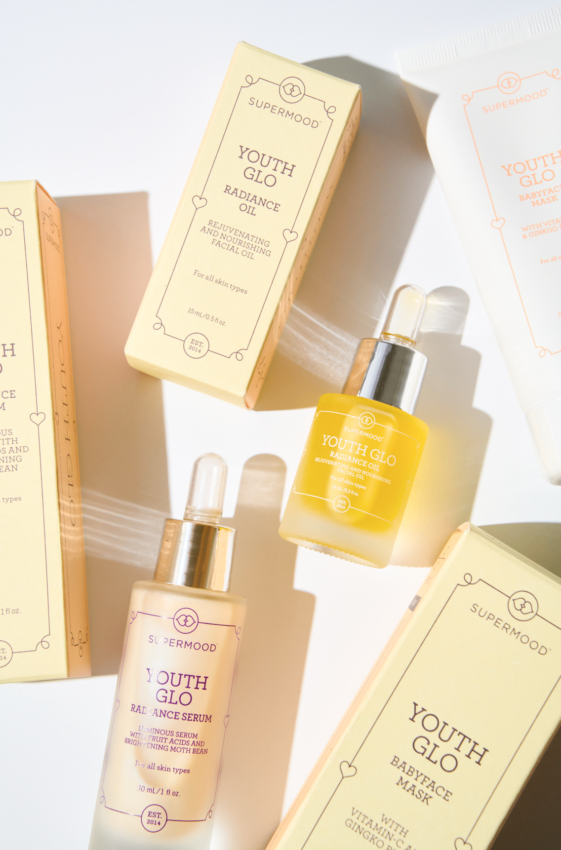 Supermood skincare product arrangement