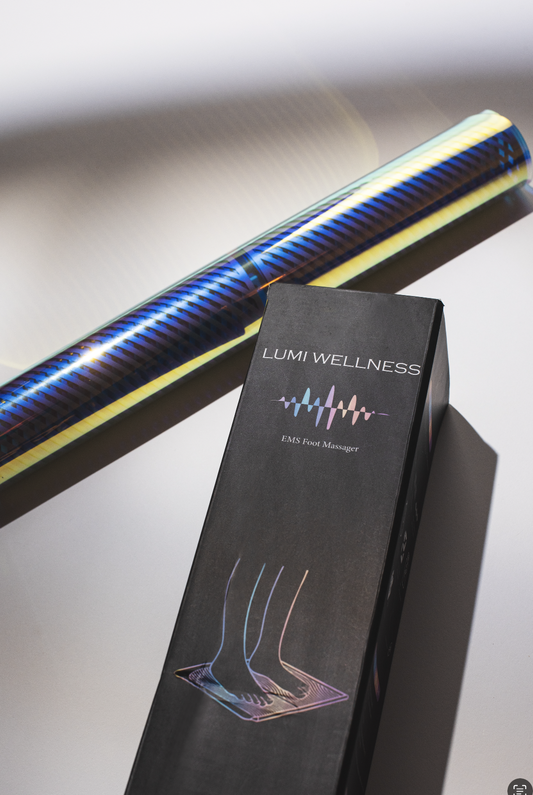 Lumi Wellness product box photographed in directional light