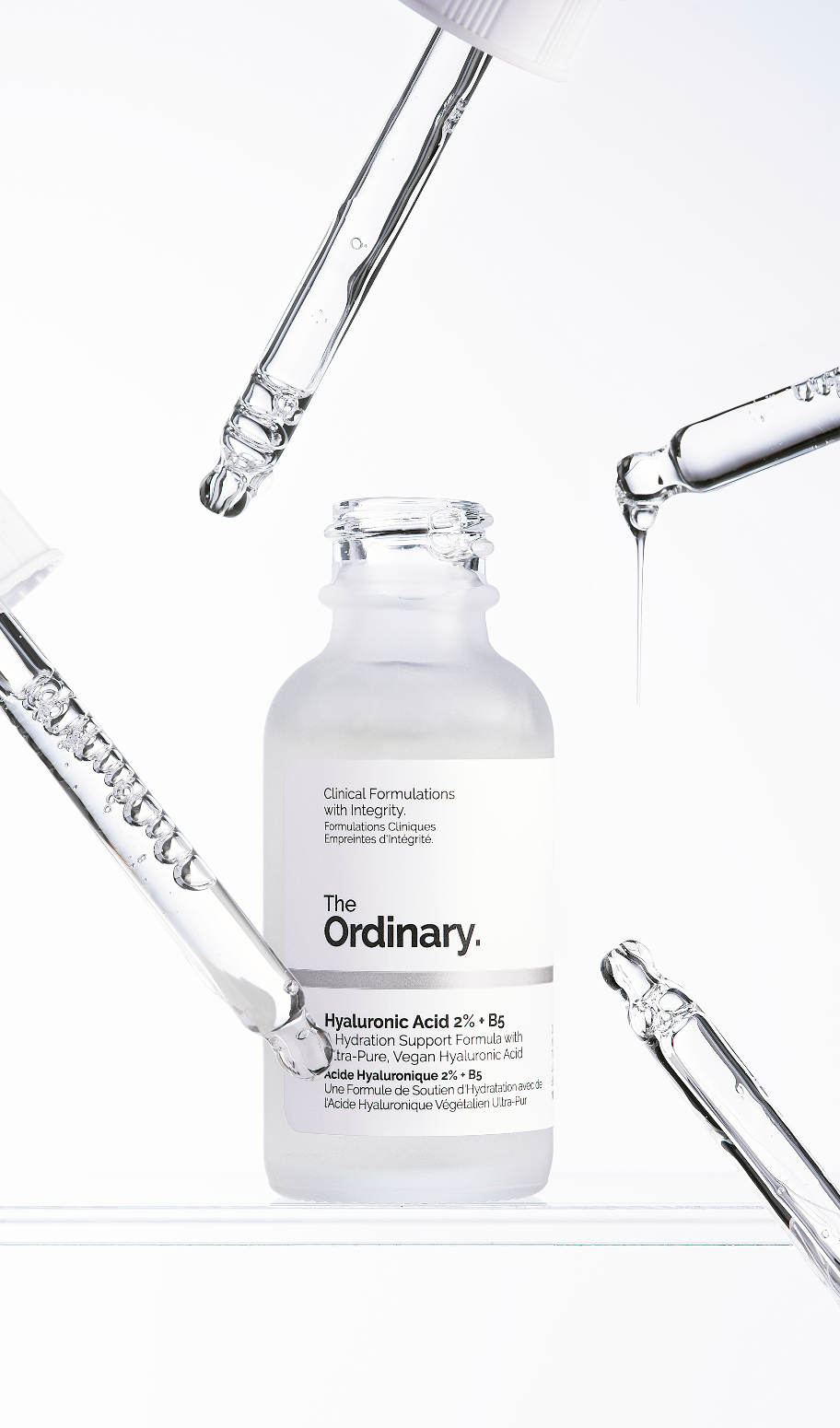 The Ordinary serum bottle with glass droppers