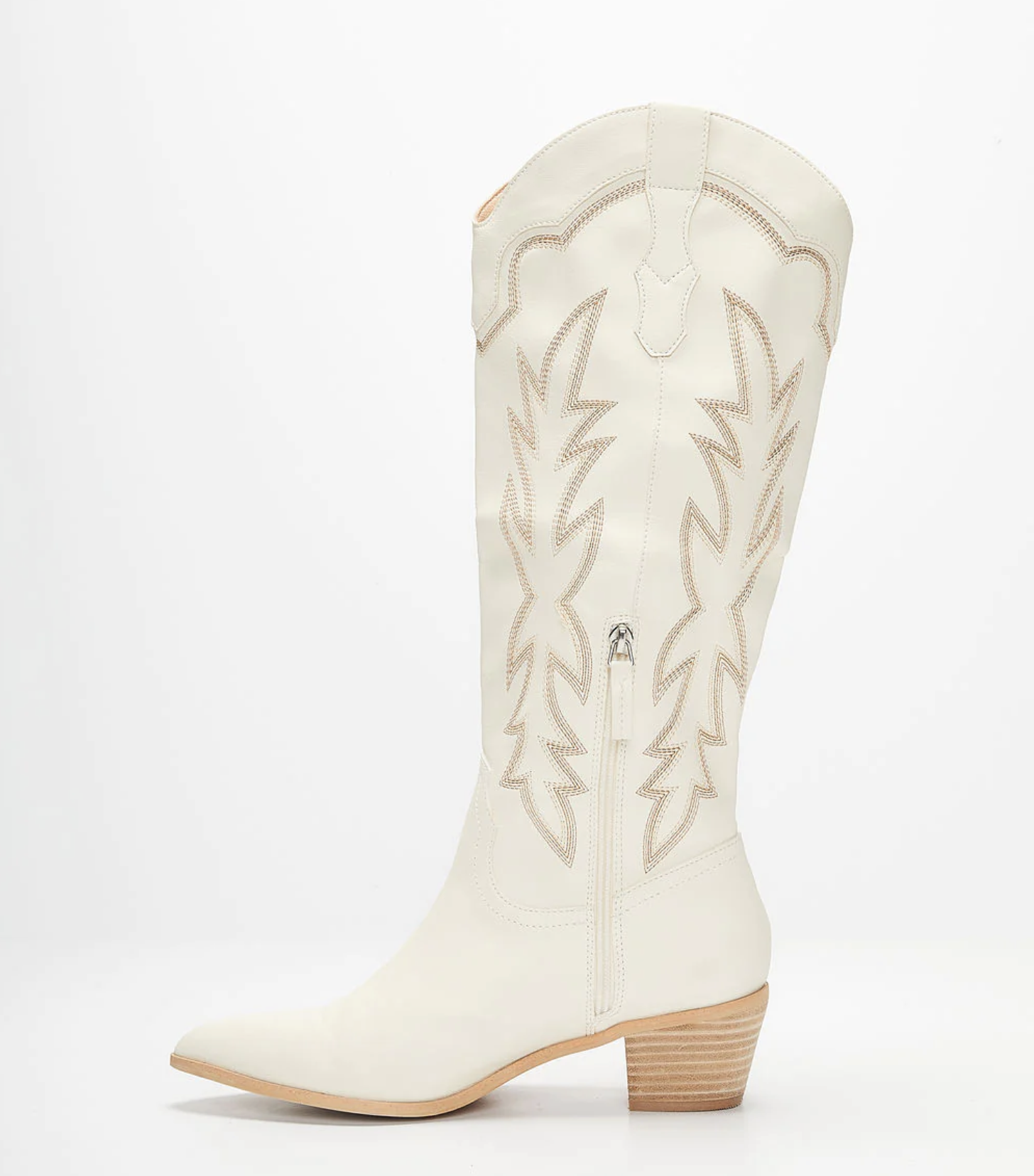 White boot flat lay product photo on white background